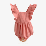 Girls Linen Ruffled Romper Bubble Baby & Toddlers Bohemian Blush