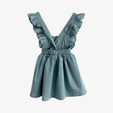 Girls Linen Summer Dress Ocean Blue