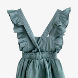 Girls Linen Summer Dress Ocean Blue