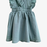 Girls Linen Summer Dress Ocean Blue