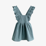 Girls Linen Summer Dress Ocean Blue