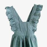 Girls Linen Summer Dress Ocean Blue