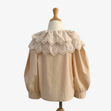 Girls Long Sleeve Puritan Lace Blouse