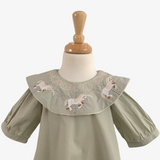 Girls Embroidered Carousel Horse Dress