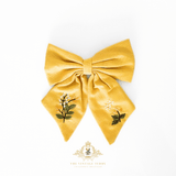 Girls Embroidered Floral Hair Bow Clip-On Kids Hair Accessory Wildflowers Yellow