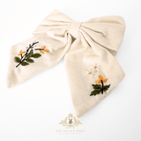 Girls Embroidered Floral Hair Bow Clip-On Kids Hair Accessory Wildflowers Cream