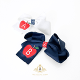 Girls Grosgrain Ribbon Clip-On Hair Bows Embroidered Back to School Set of 2