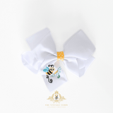 Girls Grosgrain Ribbon Clip-On Hair Bows Embroidered Bumble Bee & Daisy 4" Medium