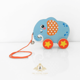 Children's Early Learning Wooden Toys Pull Along Animal Trailer Elephant