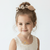 Girls Hair Bows Hair Clips Kids Accessories Set of 3 Ribbon & Pom Pom Cream