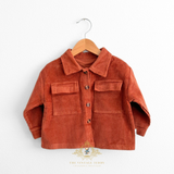 Boys Long Sleeve Button Down Corduroy Shirt Terra Cotta