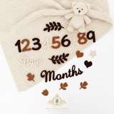 Baby Birthday Milestone Photo Props Felt Numbers Days Months Cut-out Shapes Boho Autumn