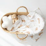 Baby Swaddling Receiving Blanket 100% Bamboo Cotton Muslin Teddy Bears Flouting on Clouds