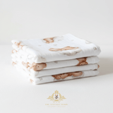 Baby Swaddling Receiving Blanket 100% Bamboo Cotton Muslin Teddy Bears Flouting on Clouds