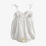 Girls Embroidered Flowers Romper Bubble