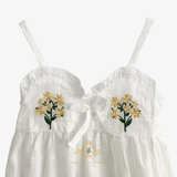 Girls Embroidered Flowers Romper Bubble
