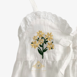 Girls Embroidered Flowers Romper Bubble