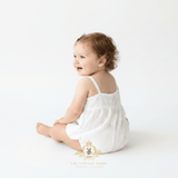 Girls Embroidered Flowers Romper Bubble