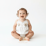 Girls Embroidered Flowers Romper Bubble