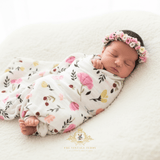 Baby Swaddling Receiving Blanket 100% Bamboo Cotton Muslin Floral