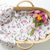 Baby Swaddling Receiving Blanket 100% Bamboo Cotton Muslin Floral