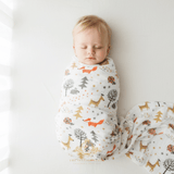 Baby Swaddling Receiving Blanket 100% Bamboo Cotton Muslin Woodland Animals