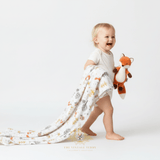 Baby Swaddling Receiving Blanket 100% Bamboo Cotton Muslin Woodland Animals
