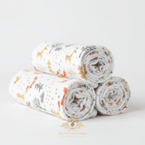 Baby Swaddling Receiving Blanket 100% Bamboo Cotton Muslin Woodland Animals