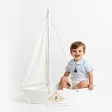 Boys Embroidered Dress Shirt & Shorts Set Sailboat