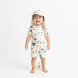 Boys One-Piece Swimsuit Romper & Hat Under the Sea