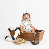 Boys One-Piece Swimsuit Romper & Hat Under the Sea