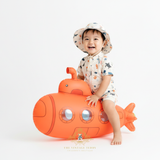 Boys One-Piece Swimsuit Romper & Hat Under the Sea