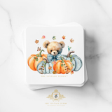 Children's Custom Graphic Stickers The Vintage Teddy™ Fall Leaves & Pumpkins