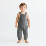 Boys Knit Overalls Romper Grey
