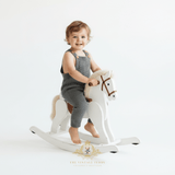 Boys Knit Overalls Romper Grey