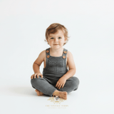 Boys Knit Overalls Romper Grey