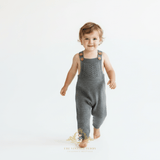 Boys Knit Overalls Romper Grey