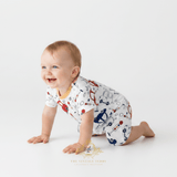 Boys One-Piece Sleep N' Play Romper Shorts Cars Go Beep! Beep!