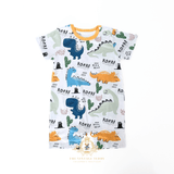 Boys One-Piece Sleep N' Play Romper Shorts Dinosaurs Go Roar!