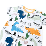 Boys One-Piece Sleep N' Play Romper Shorts Dinosaurs Go Roar!