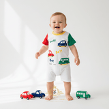 Boys One-Piece Sleep N' Play Romper Shorts Cars Ready Set Go!
