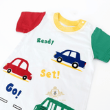 Boys One-Piece Sleep N' Play Romper Shorts Cars Ready Set Go!