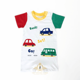 Boys One-Piece Sleep N' Play Romper Shorts Cars Ready Set Go!