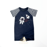 Boys One-Piece Sleep N' Play Romper Shorts Astronaut & Rocket