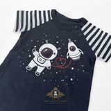 Boys One-Piece Sleep N' Play Romper Shorts Astronaut & Rocket