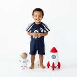 Boys One-Piece Sleep N' Play Romper Shorts Astronaut & Rocket