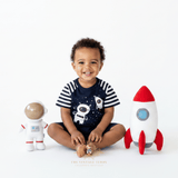 Boys One-Piece Sleep N' Play Romper Shorts Astronaut & Rocket