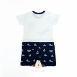 Boys One-Piece Sleep N' Play Romper Shorts Tugboat Octopus & Seagull