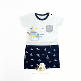 Boys One-Piece Sleep N' Play Romper Shorts Tugboat Octopus & Seagull