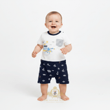 Boys One-Piece Sleep N' Play Romper Shorts Tugboat Octopus & Seagull